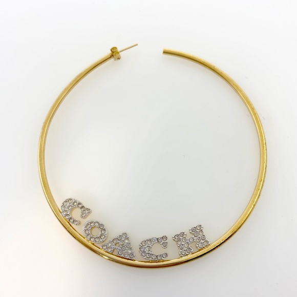 Coach Large Hoops Earrings 3" Limited Edition in Gold. - Picture 2 of 5